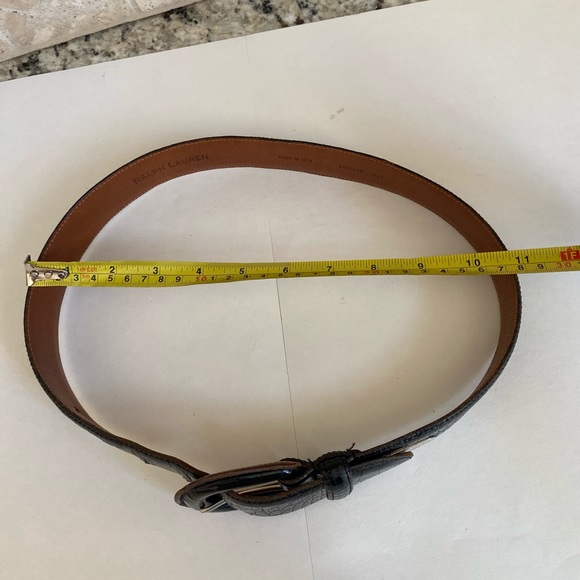 Ralph Lauren Brown Silver Croc Embossed Belt Small - Picture 3 of 16